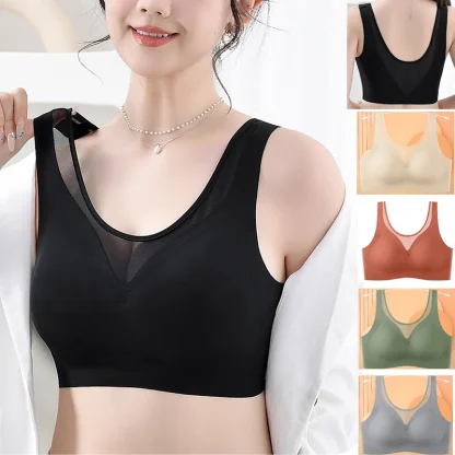 Comfortable Seamless Bra with Mesh Design - Image 2