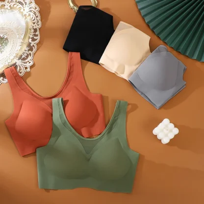Comfortable Seamless Bra with Mesh Design - Image 4