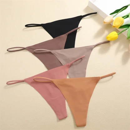 Thin Strap Seamless Thong with Neutral Color