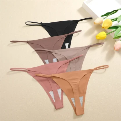 Thin Strap Seamless Thong with Neutral Color - Image 3