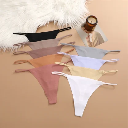 Thin Strap Seamless Thong with Neutral Color - Image 4