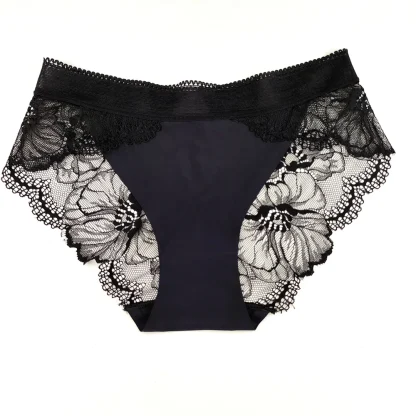 Seamless Sheer Lace Panty with Floral Design